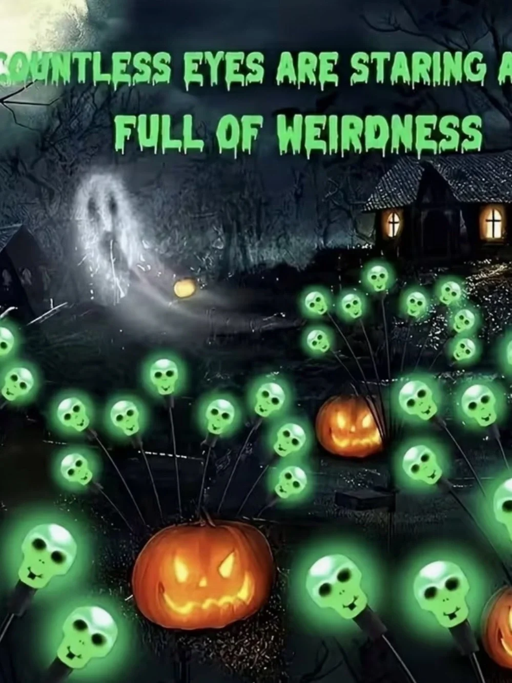 6 skull Halloween lights solar